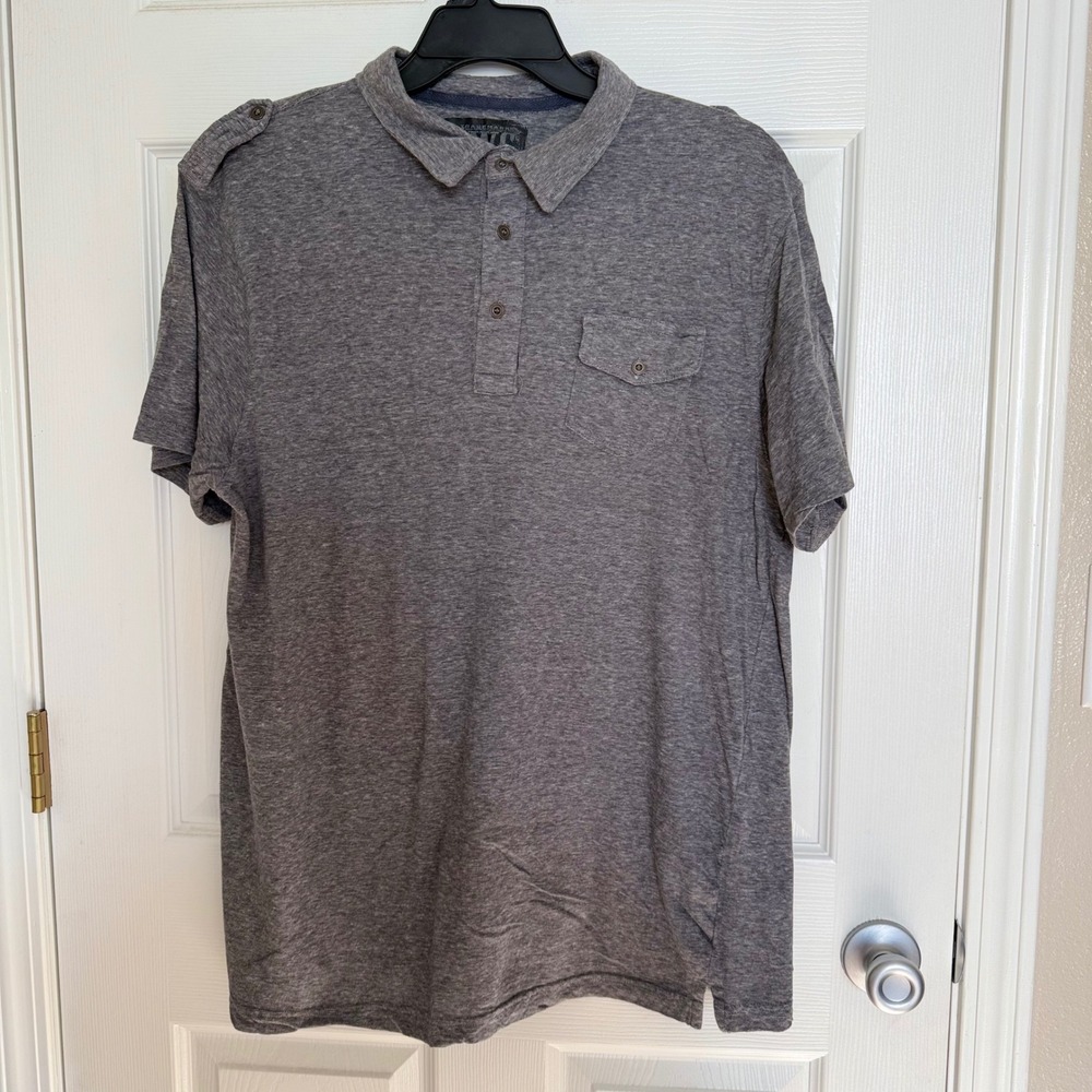 SWC Sunday Work Clothes Mens XXL Gray Short Sleeve Cotton Polo Shirt Epaulets
